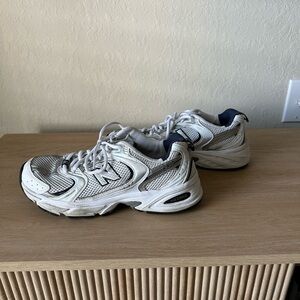 New Balance White and Navy Athletic Shoes